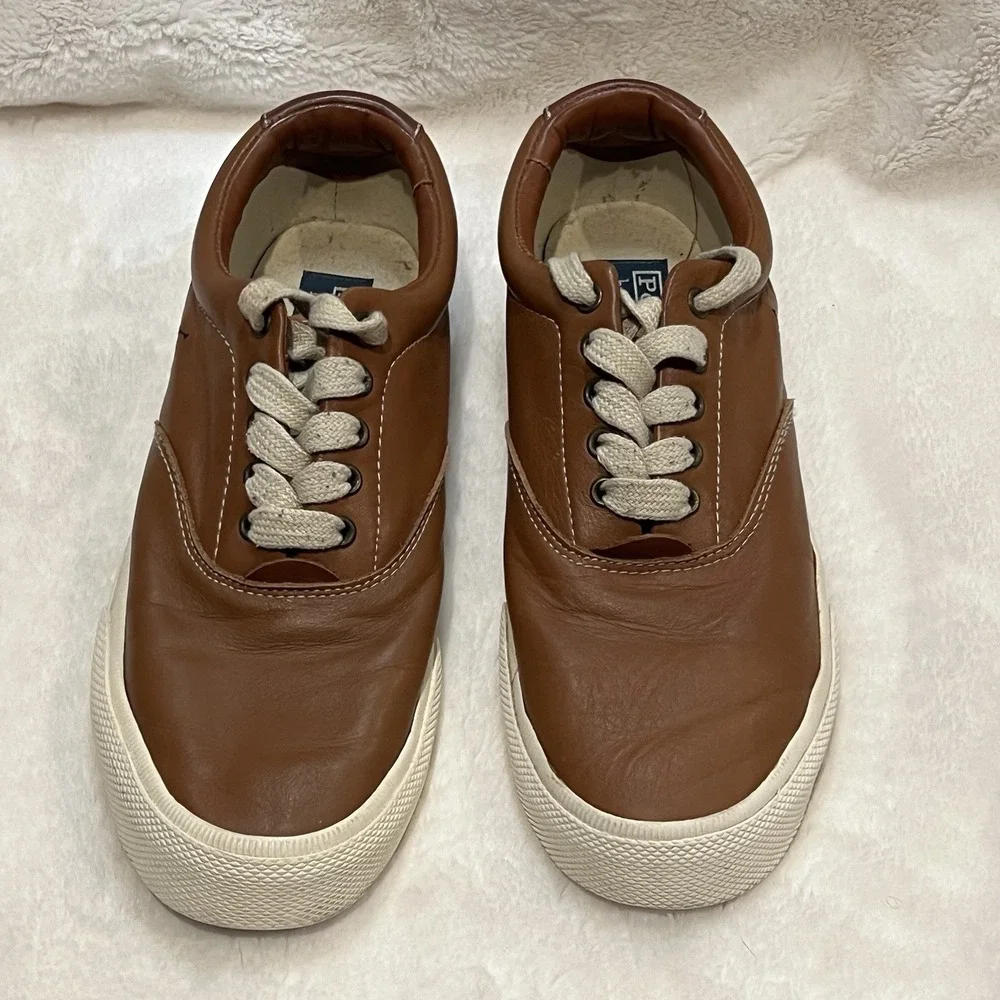 Polo Ralph Lauren Shoes Mens 10.5D Vaughn Casual Sneaker‎ Brown Leather Lace Up